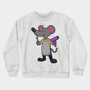 Mouse as Hairdresser with Scissors & Hair dryer Crewneck Sweatshirt